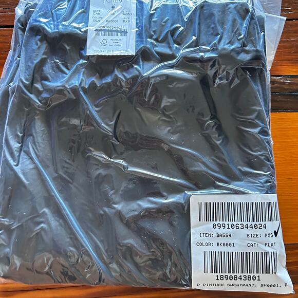 J Crew Pintuck Sweatpants XS XSP PXS Black NWT Trouser Pants BA559 J.Crew Comfy - Picture 4 of 4